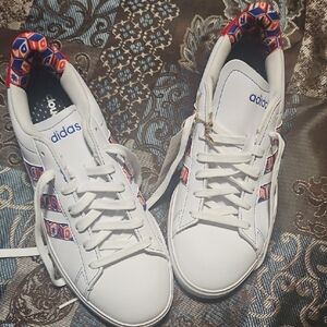 Adidas White Sneakers with Vibrant Patterns